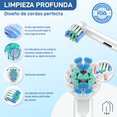 2 x Pack de 4 Recambios de Cabezales Compatibles con Cepillos Eléctricos Oral-B Braun - Repuestos de Alta Calidad para Cepillos de Dientes Oral-B