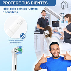 2 x Pack de 4 Recambios de Cabezales Compatibles con Cepillos Eléctricos Oral-B Braun - Repuestos de Alta Calidad para Cepillos de Dientes Oral-B